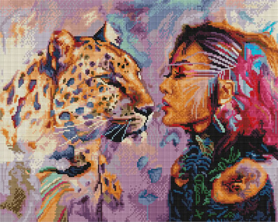 Zestaw do Haftu, Diamentowa mozaika na ramie 40x50 Dziewczyna z tygrysicą Twoje Hobby