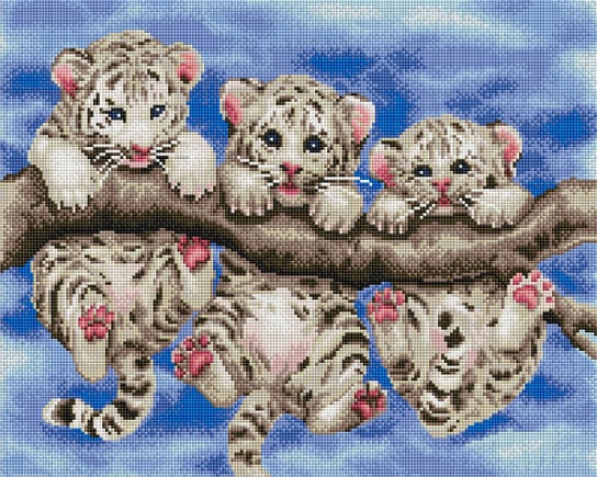 Zestaw do Haftu, Diamentowa mozaika na ramie 40x50 Trzy tygrysy Twoje Hobby