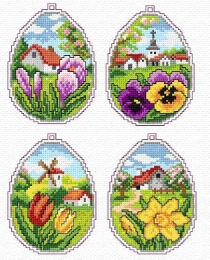 Zestaw do haftu krzyżykowego kanwa plastikowa mulina DMC - Jaja z kwiatkami Orchidea