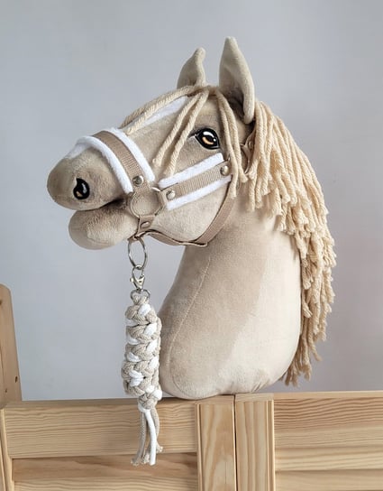 Zestaw do Hobby Horse: kantar A3 z białym futerkiem + uwiąz ze sznurka - biało-beżowy Inna marka