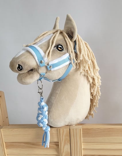 Zestaw do Hobby Horse: kantar A3 z białym futerkiem + uwiąz ze sznurka - biało-błękitny Inna marka