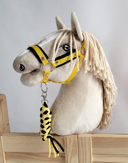 Zestaw do Hobby Horse: kantar A3 z czarnym futerkiem + uwiąz ze sznurka – czarno-żółty Super Hobby Horse