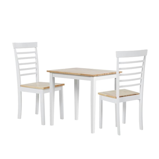 Zestaw do jadalni stół i 2 krzesła drewniany jasny z białym BATTERSBY Beliani