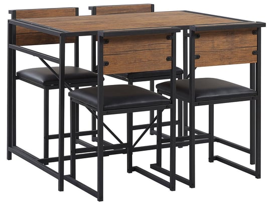 Zestaw do jadalni stół i 4 krzesła ciemne drewno z czarnym BURTON Beliani