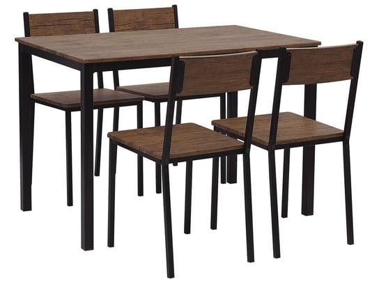 Zestaw do jadalni stół i 4 krzesła ciemne drewno z czarnym HAMRY Beliani