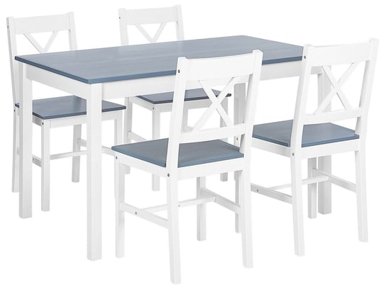 Zestaw do jadalni stół i 4 krzesła drewniany biały MOANA Beliani