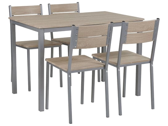 Zestaw do jadalni stół i 4 krzesła jasne drewno z białym BLUMBERG Beliani