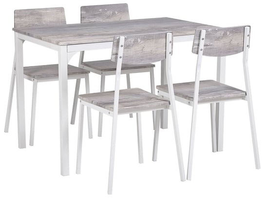 Zestaw do jadalni stół i 4 krzesła szary z białym BISMARCK Beliani