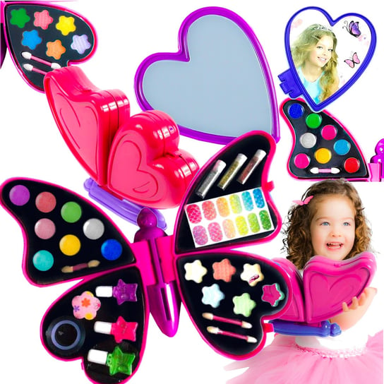 Zestaw do Makijażu Malowania Kosmetyki dla Dzieci z lusterkiem Kosmetyki cienie brokaty motyl Sferazabawek