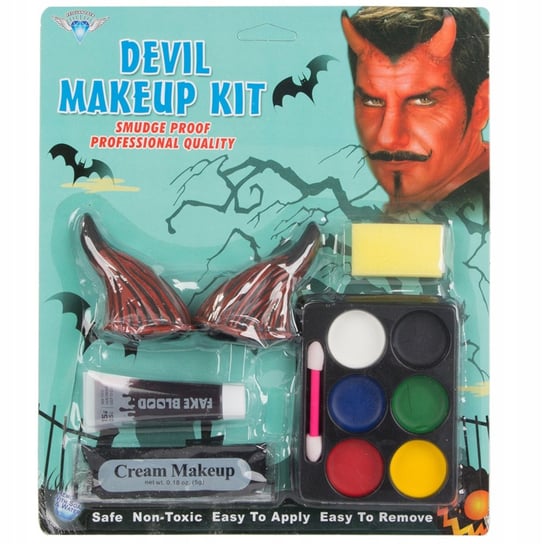 Zestaw do makijażu twarzy diabeł devil na halloween makeup rogi przebranie VERK GROUP