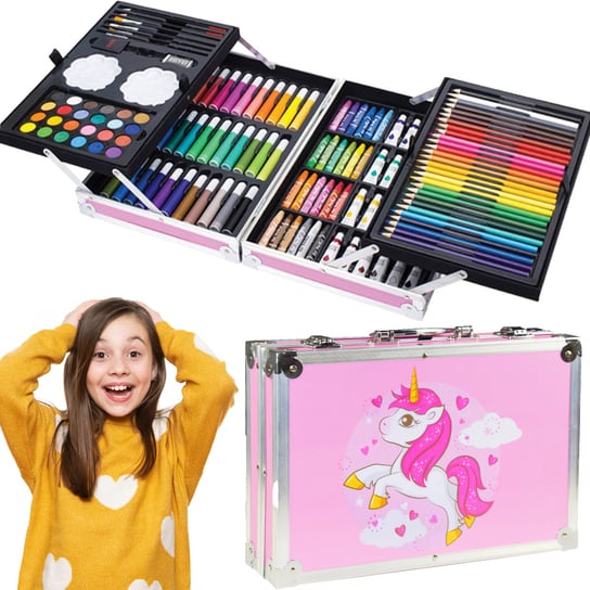 Zestaw Do Malowania Artystyczny Dla Dzieci Walizka 145 Elementów - Rimark - Różowy Jednorożec Inna marka