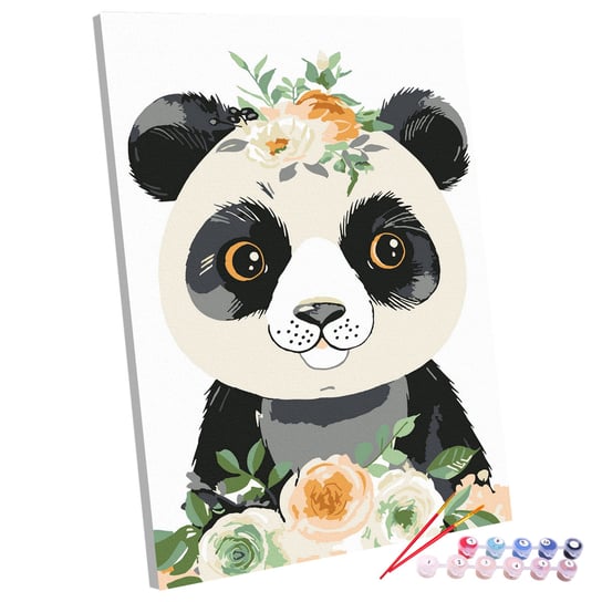 Zestaw Do Malowania Po Numerach, 20X30 cm, Panda W Wianku Bestomi