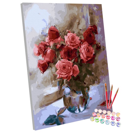 Zestaw do malowania po numerach, 40x50 cm, Czerwone Róże 123Art