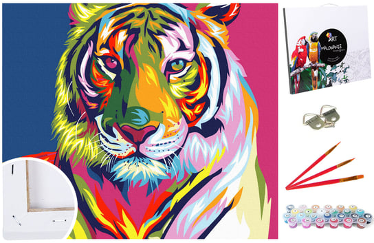 Zestaw do malowania po numerach, 40x50 cm, Kolorowy Tygrys 123Art