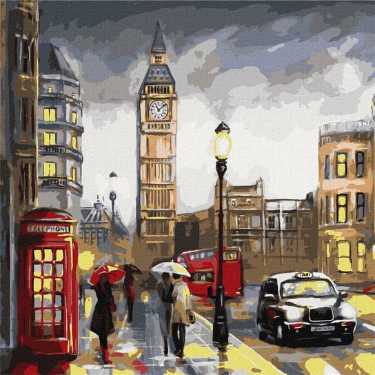 Zestaw do malowania po numerach. Deszczowy Londyn 50x50 cm, KHO3599 Ideyka