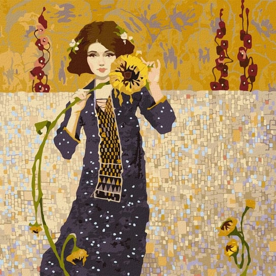Zestaw do malowania po numerach. "Dziewczyna ze słonecznikiem ©tolstukhin artem" 40х40cm, KHO2610 Ideyka