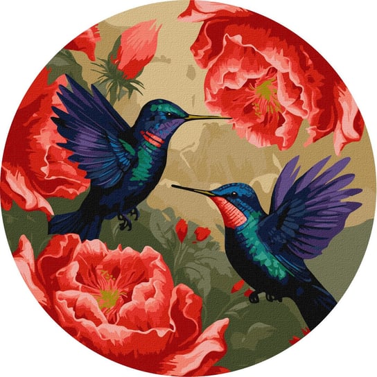 Zestaw do malowania po numerach. "Kolorowe kolibry z metalicznymi farbami ©art_selena_ua" d39cm KHO-R1048 Ideyka