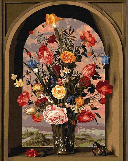 Zestaw do malowania po numerach. "Kompozycja kwiatowa ©Ambrosius Bosschaert de Oude" 40х50cm, KHO2075 Ideyka