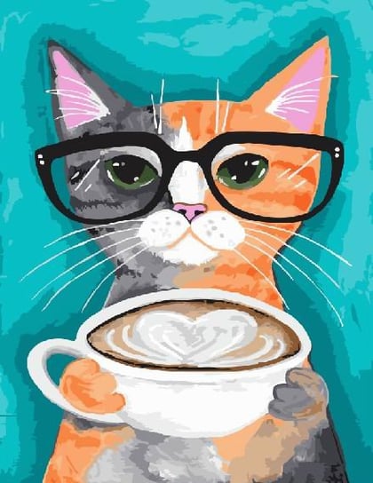 Zestaw do malowania po numerach, Kot i kawa Brushme