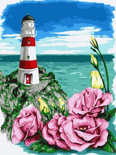 Zestaw do malowania po numerach. "Latarnia morska z eustomy ©Anna Kulyk" 30х40cm, KHO5072 Ideyka