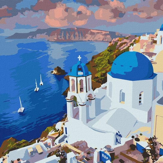 Zestaw do malowania po numerach. Malownicze Santorini 50x50 cm, KHO2754 Ideyka
