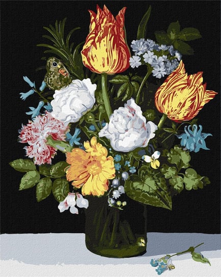 Zestaw do malowania po numerach. Martwa natura z kwiatami w szklance ©Ambrosius Bosschaert de Oude 40x50 cm, KHO3223 Ideyka