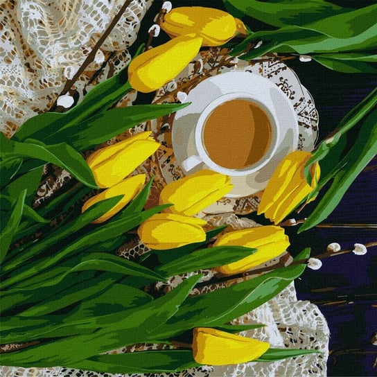 Zestaw do malowania po numerach. "Wiosenne śniadanie ©katryn_elen" 40х40cm KHO2997 Ideyka