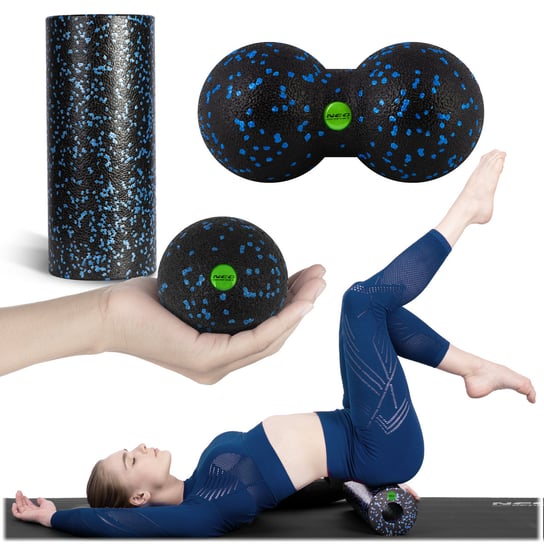 Zestaw do masażu roller wałek + piłka do masażu + piłka podwójna Neo-Sport Neo-Sport