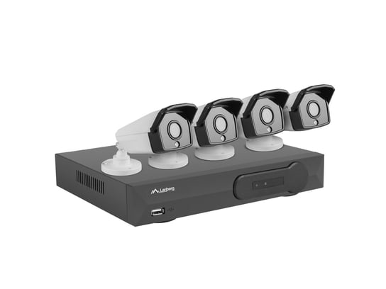 Zestaw do monitorowania rejestrator NVR 8 kanałowy POE + 4 kamery IP 5MP akcesoria LANBERG Lanberg