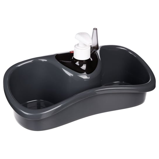 Zestaw do mycia naczyń z miejscem na gąbki i dozownikiem na płyn, kolor czarny 5five Simple Smart