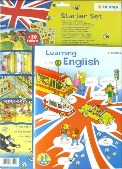 Zestaw do nauki języka angielskiego, książka+naklejki Herma