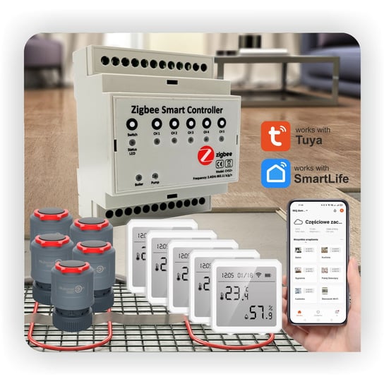 Zestaw do ogrzewania podłogowego Zigbee Plus  - 5 obiegów własny produkt