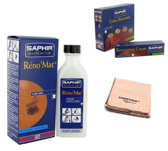 Zestaw do renowacji skóry saphir krem + renomat + szmatka SAPHIR