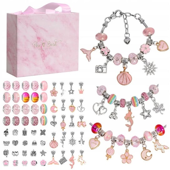 Zestaw Do Robienia Bransoletek Charms Kreatywny Zawieszki Koraliki Róż Diy Lean Toys