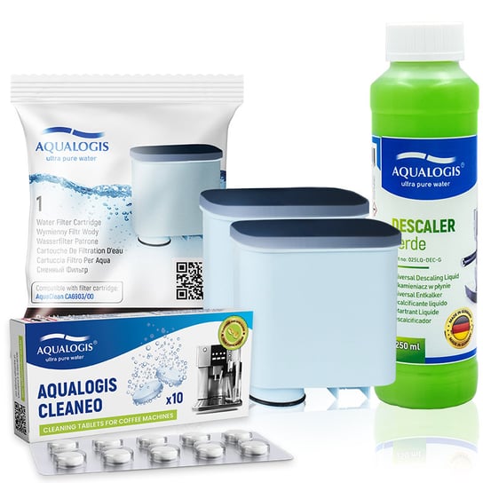 Zestaw do Saeco Philips AL-Clean 2szt, Verde250ml, Cleaneo 10tab Aqualogis
