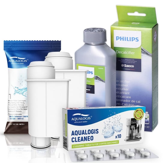 Zestaw Do Saeco Philips, AL-Inte + 2szt, Odkamieniacz CA6700/00 250ml,  Aqualogis Cleaneo Aqualogis