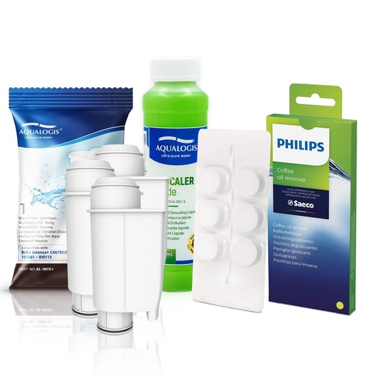 Zestaw Do Saeco Philips, AL-Inte+ 3 szt, Odkamieniacz  Aqualogis Verde 250ml, CA6700/10 Aqualogis