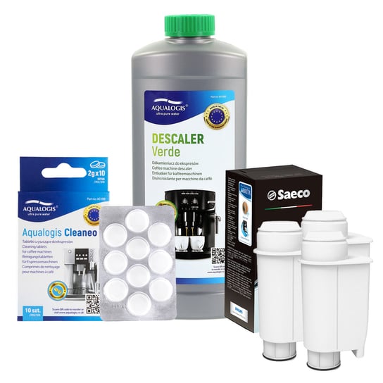 Zestaw Do Saeco Philips, Intenza+ 3 szt, Odkamieniacz Verde 750ml, Tabletki Cleaneo 10 szt. Aqualogis