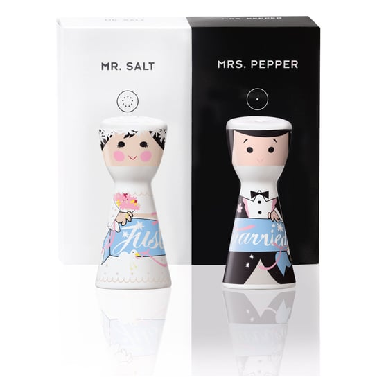 Zestaw do soli i pieprzu RITZENHOFF Mr. Salt and Mrs. Pepper, Roberta Tinelli, bieły, 8x3,5 cm Ritzenhoff
