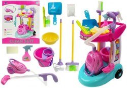 Zestaw Do Sprzątania Na Wózku Odkurzacz Różowy Lean Toys