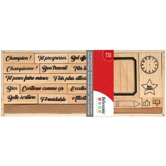 Zestaw drewnianych stempli szkolnych - ARTEMIO - 20 znaczków uznania - Brązowy Inna marka