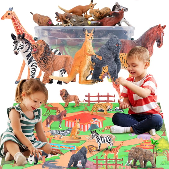 Zestaw Duże Figurki Zwierzęta 12 Szt Zoo Safari Mata Akcesoria Lew Słoń Koń Doris