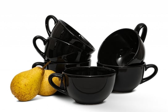 Zestaw dużych filiżanek do herbaty dla 6 osób czarny LUPIN Konsimo