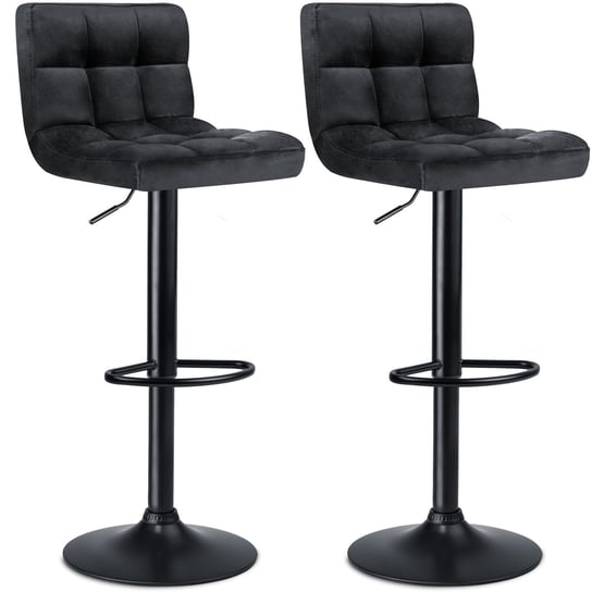 Zestaw dwóch hokerów, krzesła barowe obrotowe regulowane Sofotel Monro, czarne SOFOTEL