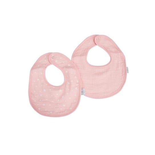 Zestaw dwóch śliniaków dziecięcych z gazy bawełnianej 22 x 27 cm w kolorze różowym Inna marka