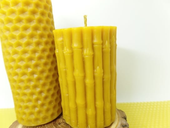 Zestaw dwóch świec z wosku pszczelego lana duża Natural Wax Candle