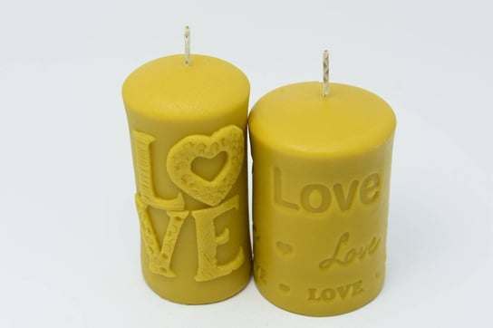 Zestaw dwóch świec z wosku pszczelego miłosne love Natural Wax Candle