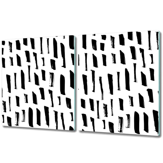 Zestaw Dwóch Szklanych Desek ze Wzorem - 2x 40x52 cm - Czarno-białe kreski Coloray