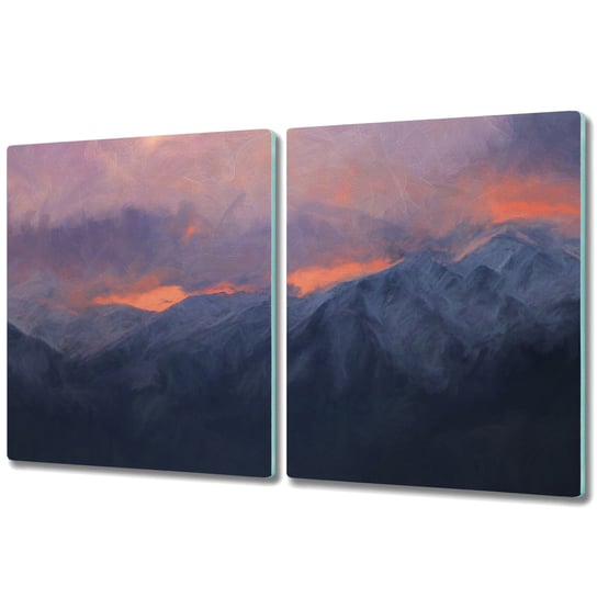 Zestaw Dwóch Szklanych Desek ze Wzorem - 2x 40x52 cm - Zachód słońca góra Coloray