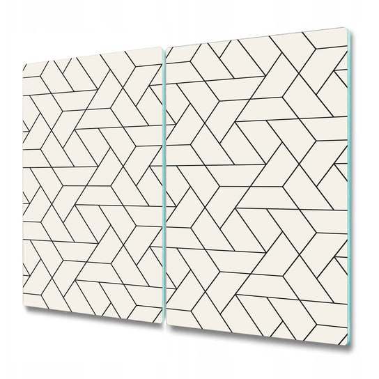 Zestaw Dwóch Szklanych Desek ze Wzorem - Geometryczny minimalistyczny wzór - 2x30x52 cm Coloray